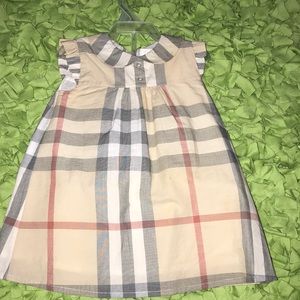 Burberry Davina Ruffle-Shoulder Check Dress 9m